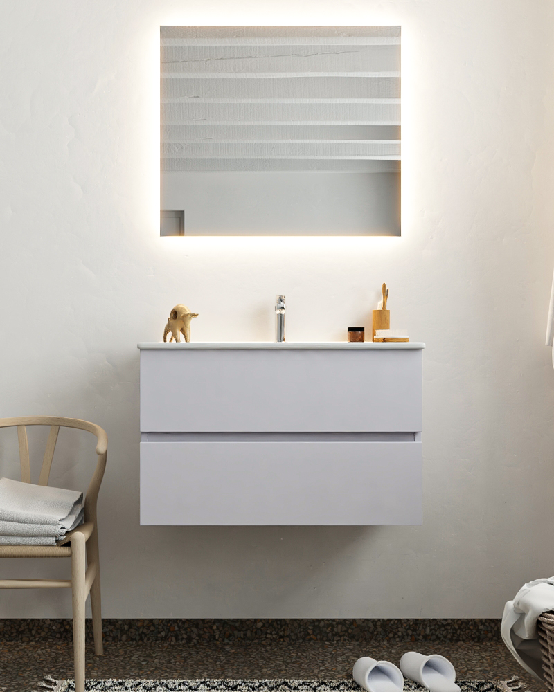 MONDIAZ VICA 80cm mueble de baño Cale 2 cajones lavabo DENIA Centro 1 orificio con espejo LED. 3 MONDIAZ VICA 80cm mueble de baño Cale 2 cajones lavabo DENIA Centro 1 orificio con espejo LED. - Imagen 3