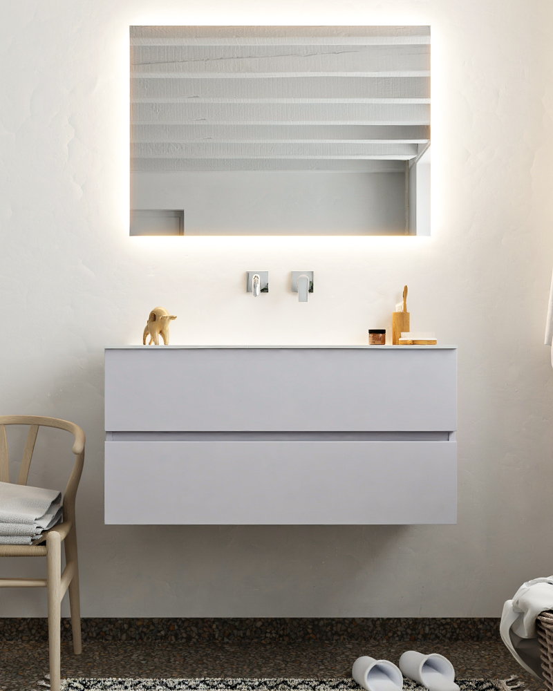 MONDIAZ VICA 100cm mueble de baño Cale 2 cajones lavabo MOON Centro sin orificio con espejo LED. 3 MONDIAZ VICA 100cm mueble de baño Cale 2 cajones lavabo MOON Centro sin orificio con espejo LED. - Imagen 3