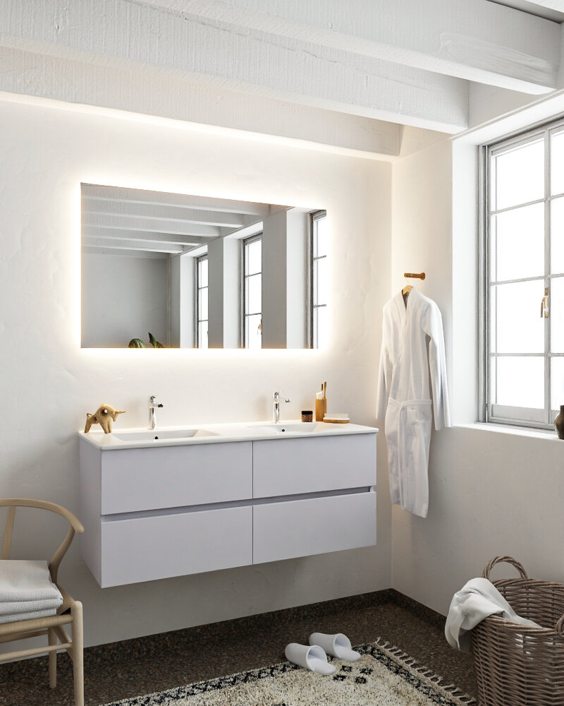 MONDIAZ VICA 120cm mueble de baño Cale 4 cajones lavabo DENIA Doble 2 orificios con espejo LED. 2 MONDIAZ VICA 120cm mueble de baño Cale 4 cajones lavabo DENIA Doble 2 orificios con espejo LED. - Imagen 2