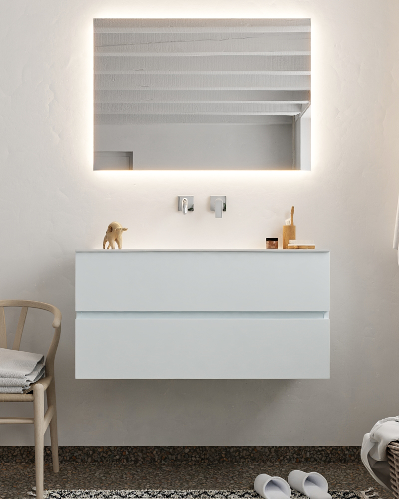 MONDIAZ VICA 100cm mueble de baño Clay 2 cajones lavabo MOON Centro sin orificio con espejo LED. 3 MONDIAZ VICA 100cm mueble de baño Clay 2 cajones lavabo MOON Centro sin orificio con espejo LED. - Imagen 3