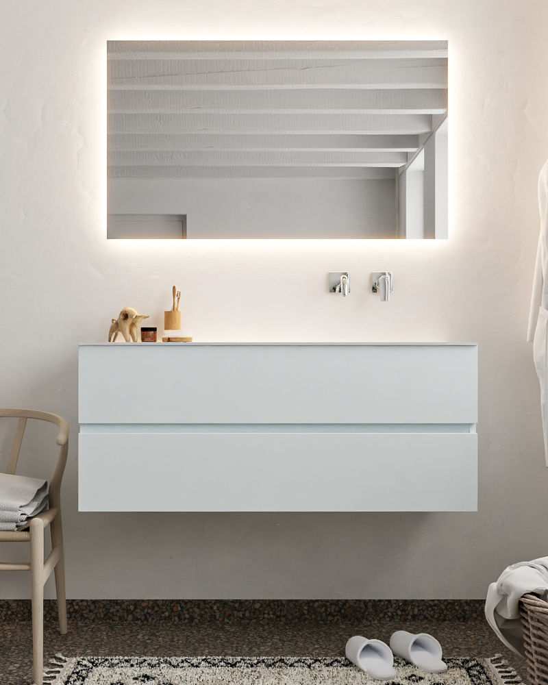 MONDIAZ VICA 120cm mueble de baño Clay 2 cajones lavabo CLOUD Derecho sin orificio con espejo LED. 3 MONDIAZ VICA 120cm mueble de baño Clay 2 cajones lavabo CLOUD Derecho sin orificio con espejo LED. - Imagen 3