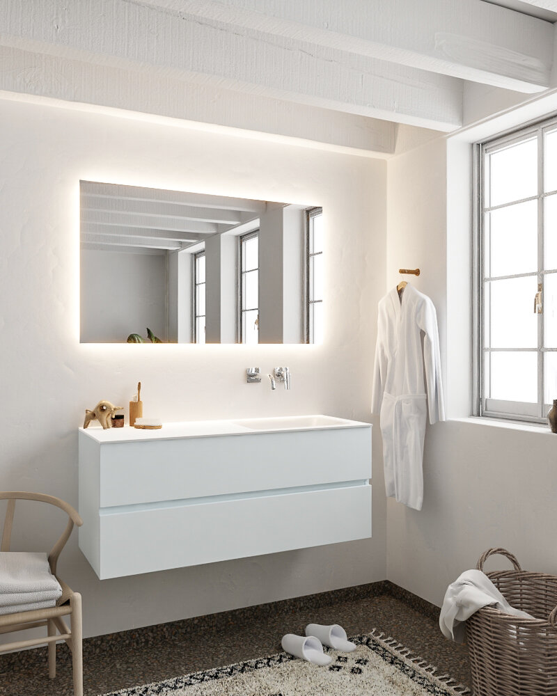 MONDIAZ VICA 120cm mueble de baño Clay 2 cajones lavabo CLOUD Derecho sin orificio con espejo LED. 2 MONDIAZ VICA 120cm mueble de baño Clay 2 cajones lavabo CLOUD Derecho sin orificio con espejo LED. - Imagen 2