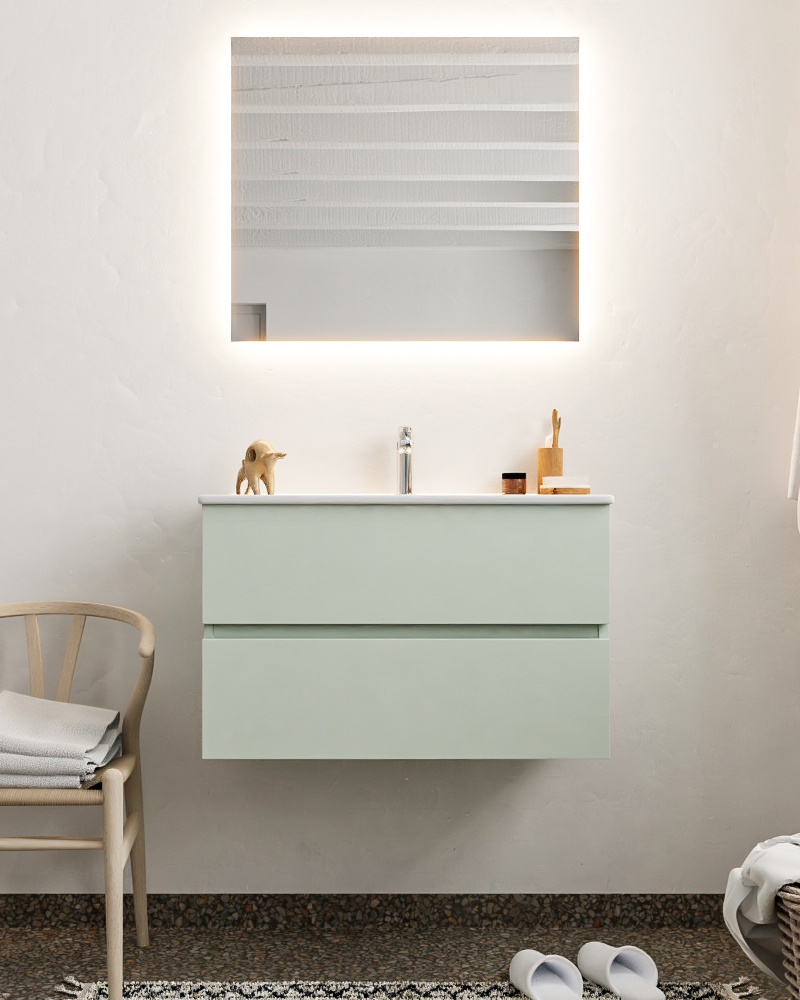 MONDIAZ VICA 80cm mueble de baño Greey 2 cajones lavabo DENIA Centro 1 orificio con espejo LED. 3 MONDIAZ VICA 80cm mueble de baño Greey 2 cajones lavabo DENIA Centro 1 orificio con espejo LED. - Imagen 3
