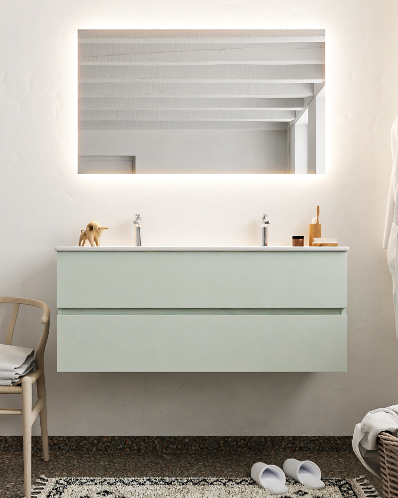 MONDIAZ VICA 120cm mueble de baño Greey 2 cajones lavabo DENIA Doble 2 orificios con espejo LED. 3 MONDIAZ VICA 120cm mueble de baño Greey 2 cajones lavabo DENIA Doble 2 orificios con espejo LED. - Imagen 3