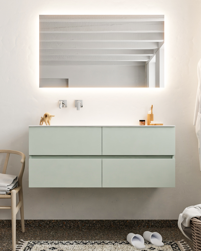 MONDIAZ VICA 120cm mueble de baño Greey 4 cajones lavabo MOON Izquierda sin orificio con espejo LED. 3 MONDIAZ VICA 120cm mueble de baño Greey 4 cajones lavabo MOON Izquierda sin orificio con espejo LED. - Imagen 3