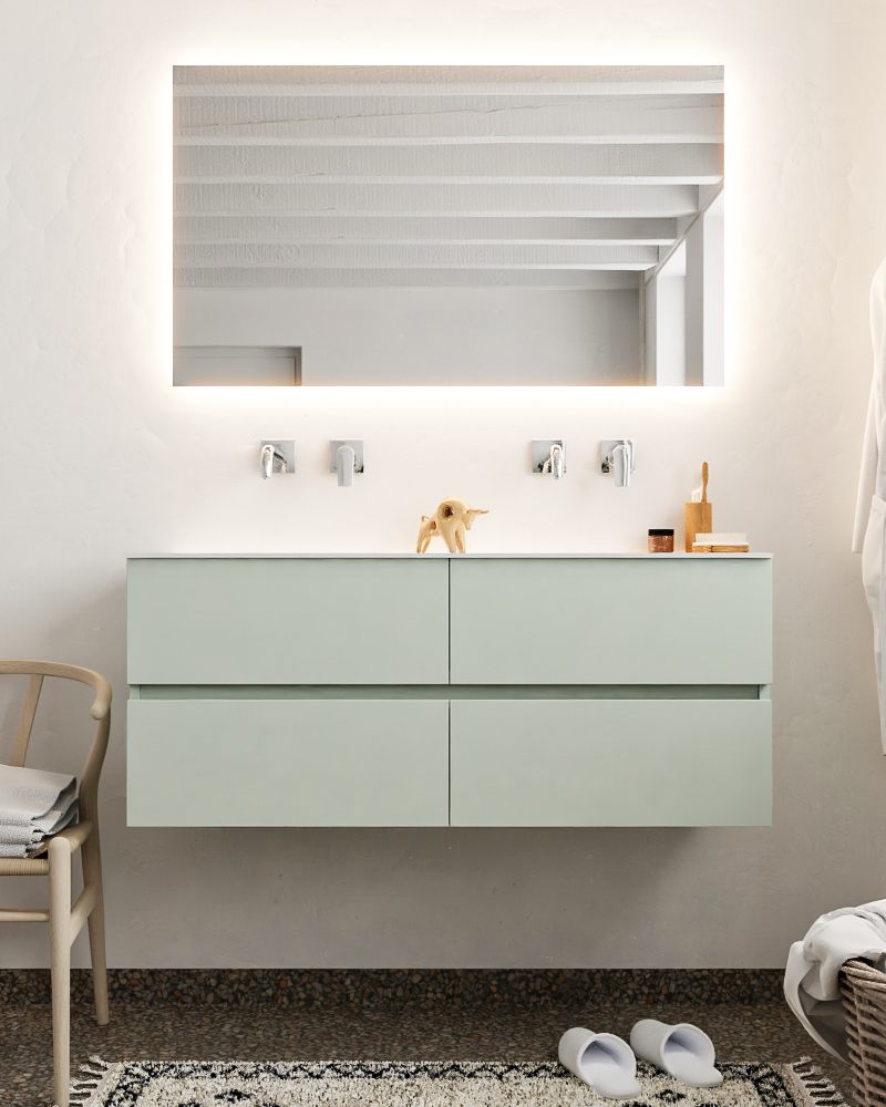 MONDIAZ VICA 120cm mueble de baño Greey 4 cajones lavabo CLOUD Doble sin orificio con espejo LED. 3 MONDIAZ VICA 120cm mueble de baño Greey 4 cajones lavabo CLOUD Doble sin orificio con espejo LED. - Imagen 3
