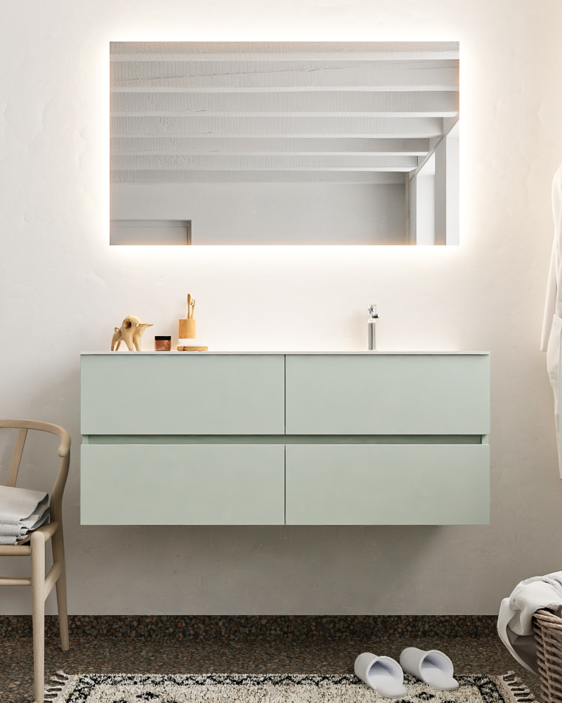MONDIAZ VICA 120cm mueble de baño Greey 4 cajones lavabo CLOUD Derecho 1 orificio con espejo LED. 3 MONDIAZ VICA 120cm mueble de baño Greey 4 cajones lavabo CLOUD Derecho 1 orificio con espejo LED. - Imagen 3