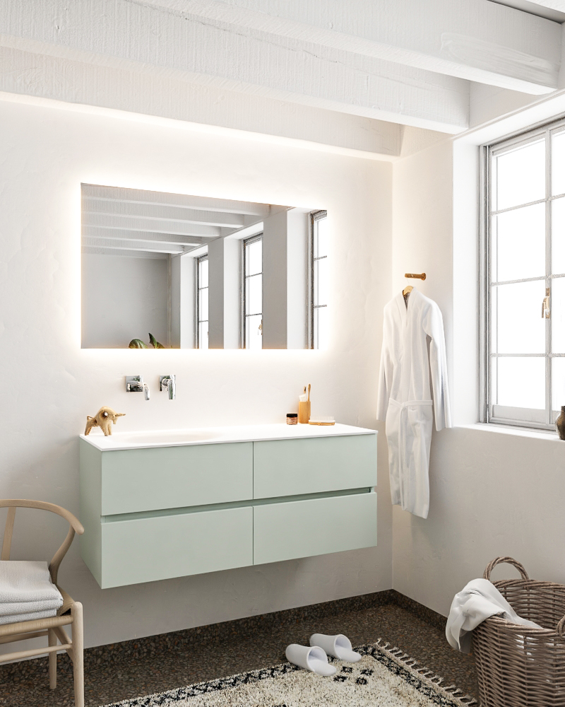 MONDIAZ VICA 120cm mueble de baño Greey 4 cajones lavabo MOON Izquierda sin orificio con espejo LED. 2 MONDIAZ VICA 120cm mueble de baño Greey 4 cajones lavabo MOON Izquierda sin orificio con espejo LED. - Imagen 2