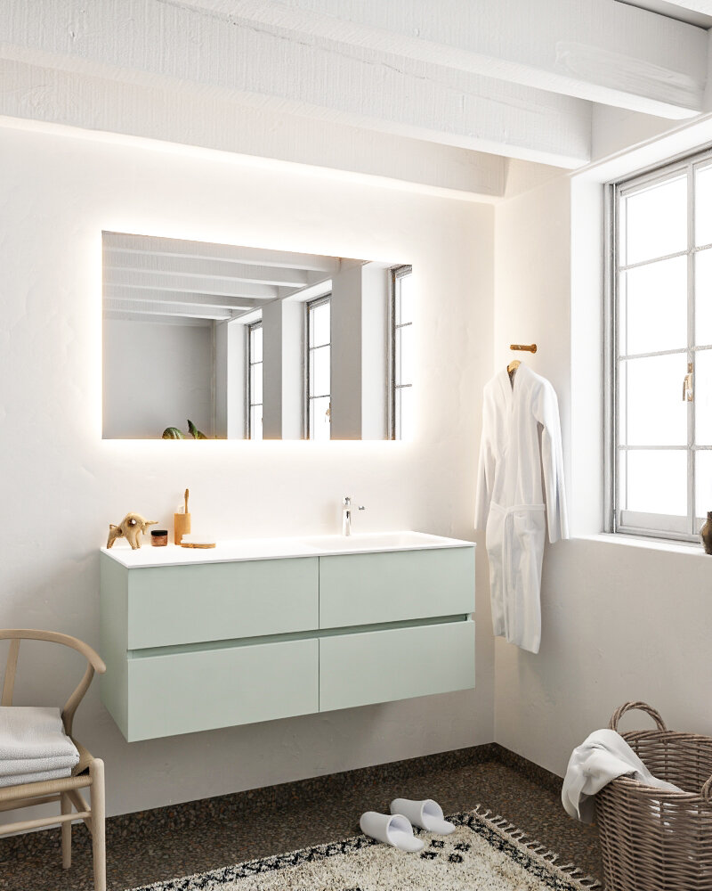 MONDIAZ VICA 120cm mueble de baño Greey 4 cajones lavabo CLOUD Derecho 1 orificio con espejo LED. 2 MONDIAZ VICA 120cm mueble de baño Greey 4 cajones lavabo CLOUD Derecho 1 orificio con espejo LED. - Imagen 2
