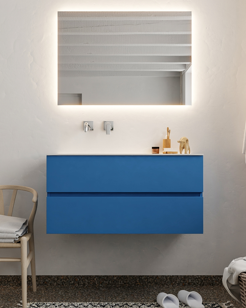 MONDIAZ VICA 100cm mueble de baño Jeans 2 cajones lavabo CLOUD Izquierda sin orificio con espejo LED. 3 MONDIAZ VICA 100cm mueble de baño Jeans 2 cajones lavabo CLOUD Izquierda sin orificio con espejo LED. - Imagen 3