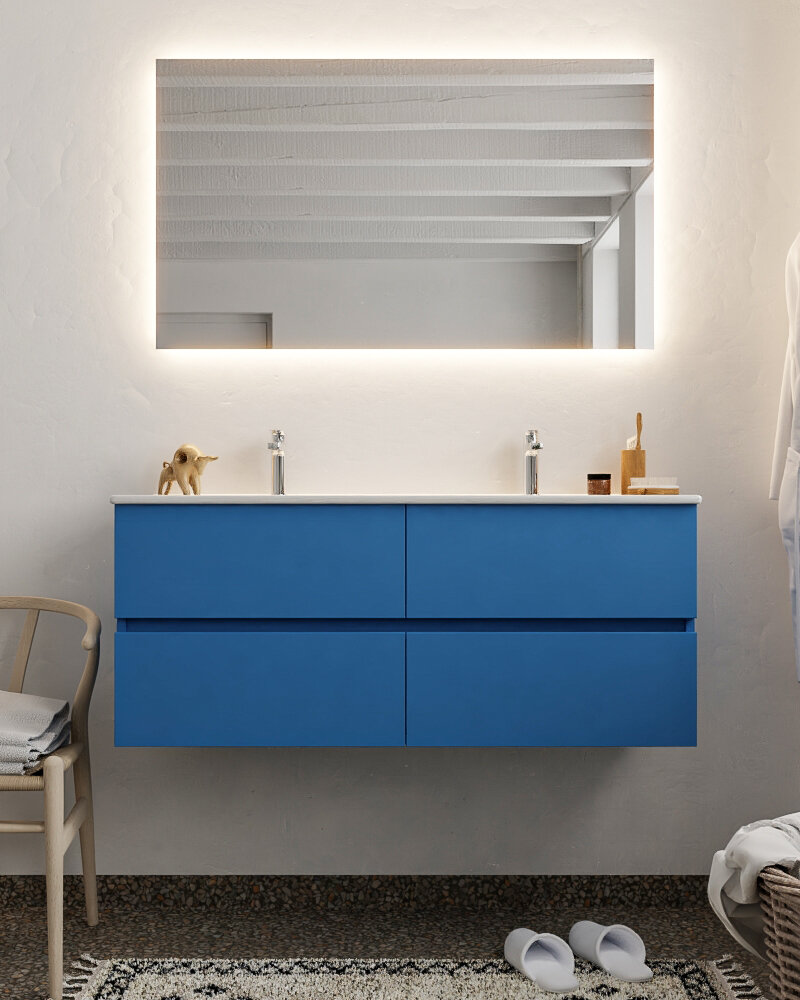 MONDIAZ VICA 120cm mueble de baño Jeans 4 cajones lavabo DENIA Doble 2 orificios con espejo LED. 3 MONDIAZ VICA 120cm mueble de baño Jeans 4 cajones lavabo DENIA Doble 2 orificios con espejo LED. - Imagen 3