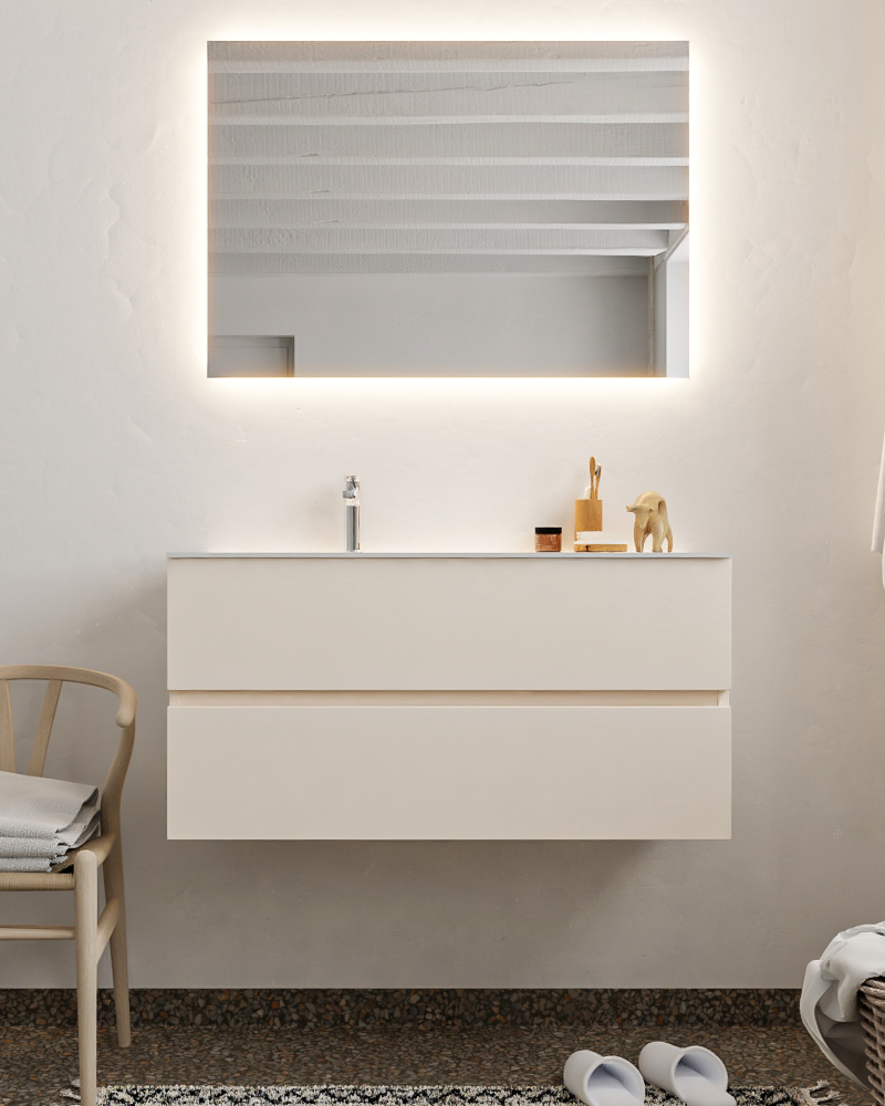 MONDIAZ VICA 100cm mueble de baño Linen 2 cajones lavabo CLOUD Izquierda 1 orificio con espejo LED. 3 MONDIAZ VICA 100cm mueble de baño Linen 2 cajones lavabo CLOUD Izquierda 1 orificio con espejo LED. - Imagen 3