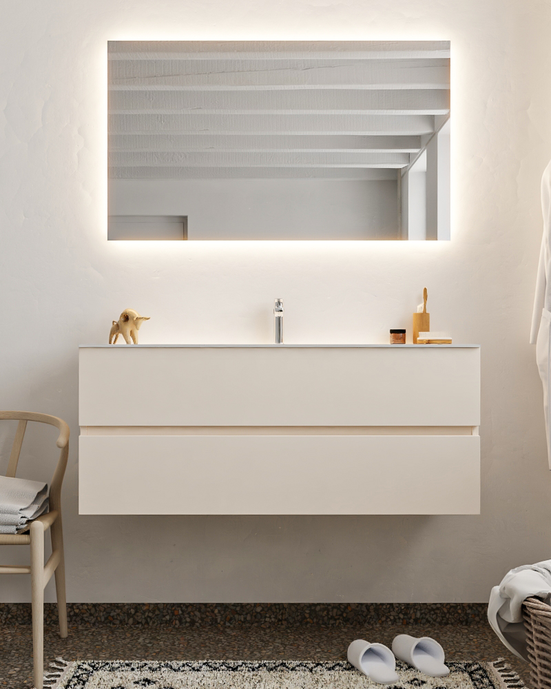 MONDIAZ VICA 120cm mueble de baño Linen 2 cajones lavabo CLOUD Centro 1 orificio con espejo LED. 3 MONDIAZ VICA 120cm mueble de baño Linen 2 cajones lavabo CLOUD Centro 1 orificio con espejo LED. - Imagen 3