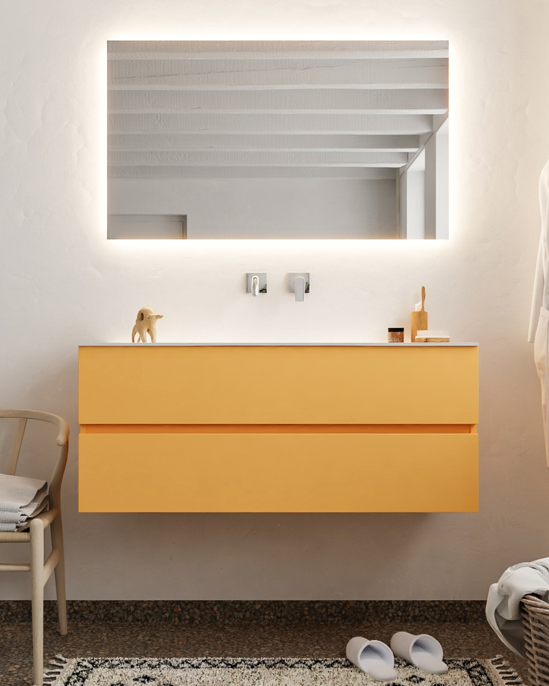 MONDIAZ VICA 120cm mueble de baño Ocher 2 cajones lavabo MOON Centro sin orificio con espejo LED. 3 MONDIAZ VICA 120cm mueble de baño Ocher 2 cajones lavabo MOON Centro sin orificio con espejo LED. - Imagen 3