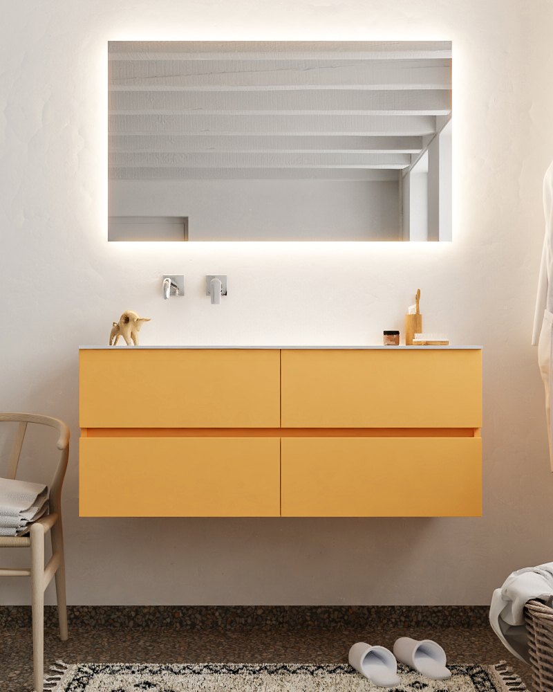 MONDIAZ VICA 120cm mueble de baño Ocher 4 cajones lavabo MOON Izquierda sin orificio con espejo LED. 3 MONDIAZ VICA 120cm mueble de baño Ocher 4 cajones lavabo MOON Izquierda sin orificio con espejo LED. - Imagen 3