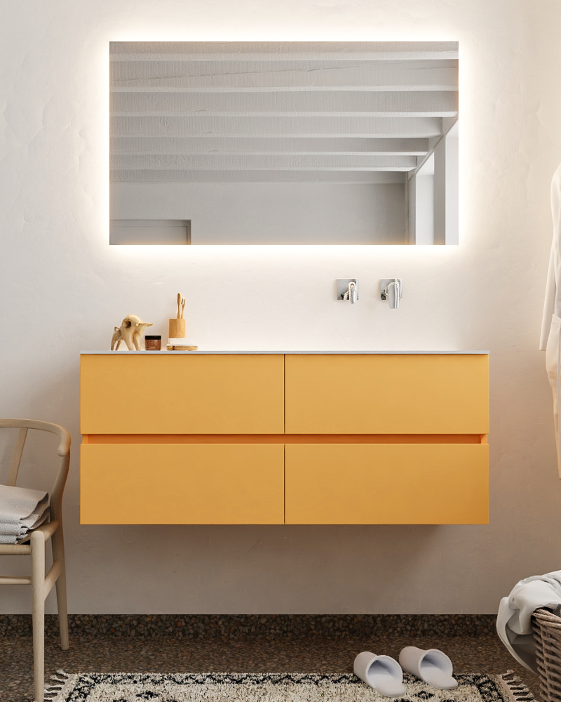 MONDIAZ VICA 120cm mueble de baño Ocher 4 cajones lavabo CLOUD Derecho sin orificio con espejo LED. 3 MONDIAZ VICA 120cm mueble de baño Ocher 4 cajones lavabo CLOUD Derecho sin orificio con espejo LED. - Imagen 3