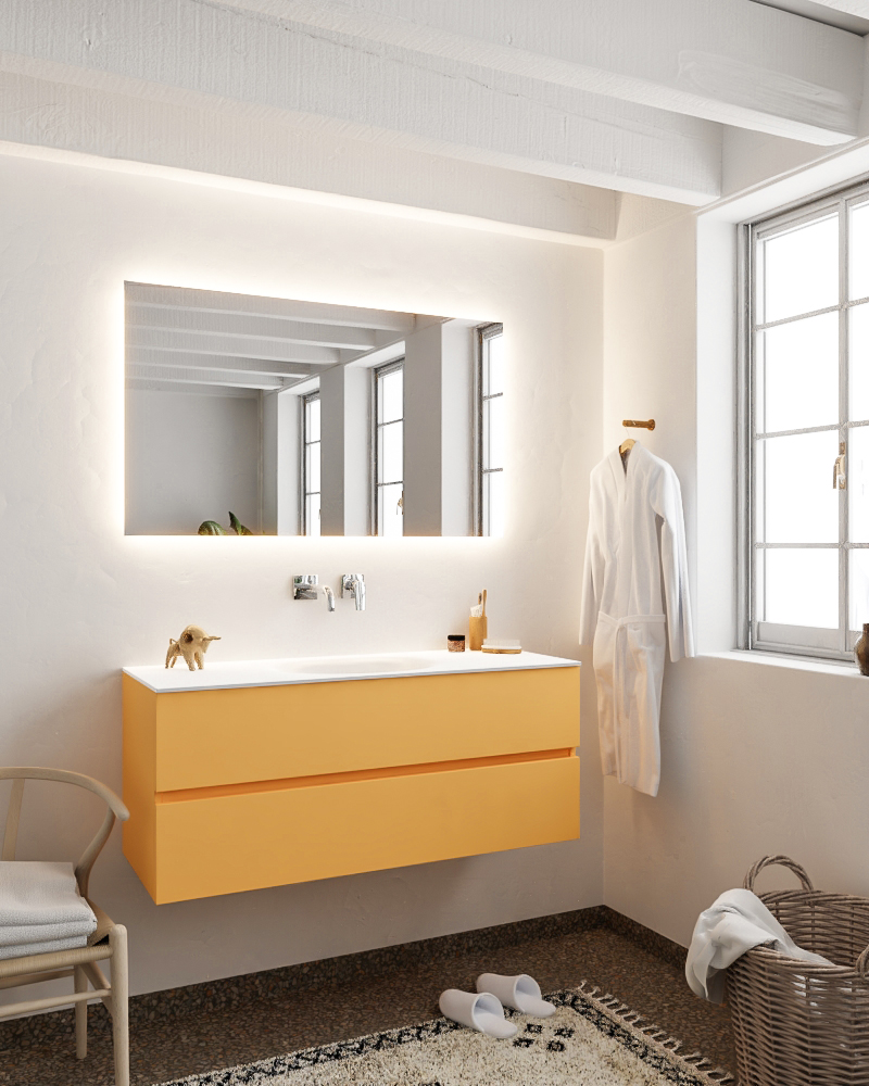 MONDIAZ VICA 120cm mueble de baño Ocher 2 cajones lavabo MOON Centro sin orificio con espejo LED. 2 MONDIAZ VICA 120cm mueble de baño Ocher 2 cajones lavabo MOON Centro sin orificio con espejo LED. - Imagen 2