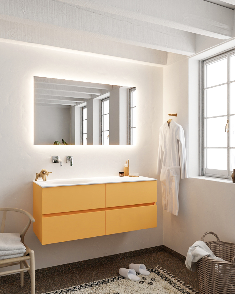 MONDIAZ VICA 120cm mueble de baño Ocher 4 cajones lavabo MOON Izquierda sin orificio con espejo LED. 2 MONDIAZ VICA 120cm mueble de baño Ocher 4 cajones lavabo MOON Izquierda sin orificio con espejo LED. - Imagen 2