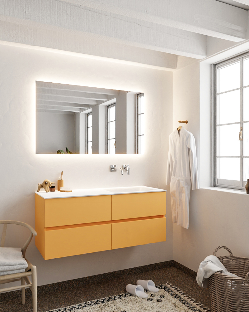 MONDIAZ VICA 120cm mueble de baño Ocher 4 cajones lavabo CLOUD Derecho sin orificio con espejo LED. 2 MONDIAZ VICA 120cm mueble de baño Ocher 4 cajones lavabo CLOUD Derecho sin orificio con espejo LED. - Imagen 2