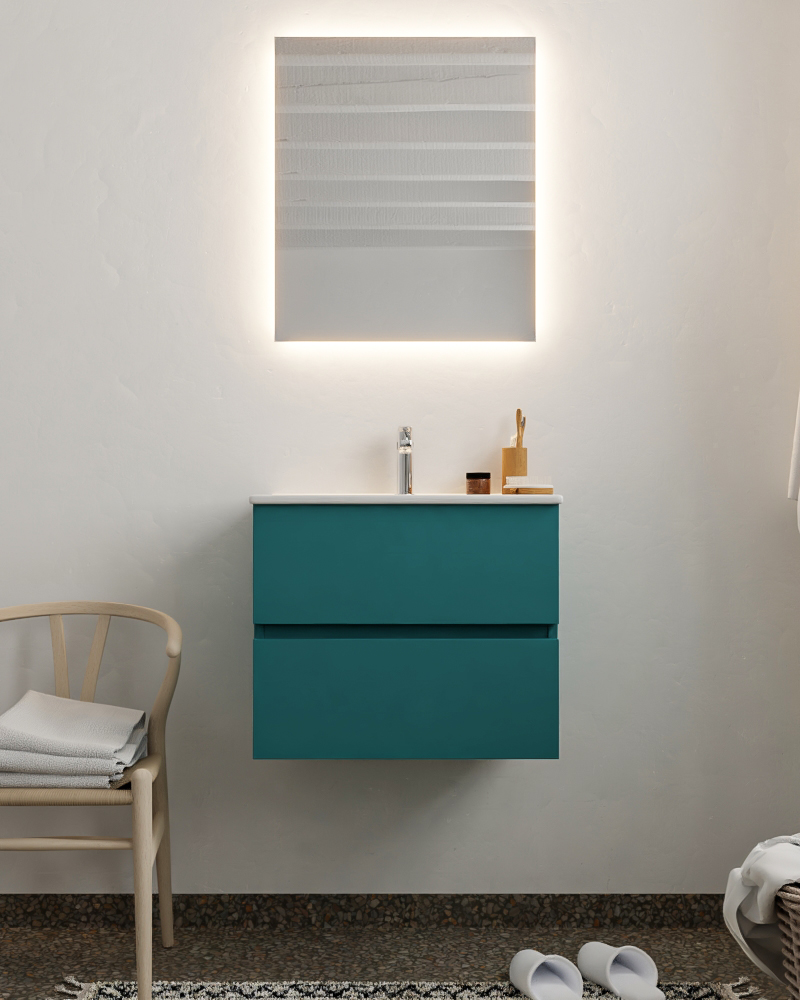 MONDIAZ VICA 60cm mueble de baño Smag 2 cajones lavabo DENIA Centro 1 orificio con espejo LED. 3 MONDIAZ VICA 60cm mueble de baño Smag 2 cajones lavabo DENIA Centro 1 orificio con espejo LED. - Imagen 3