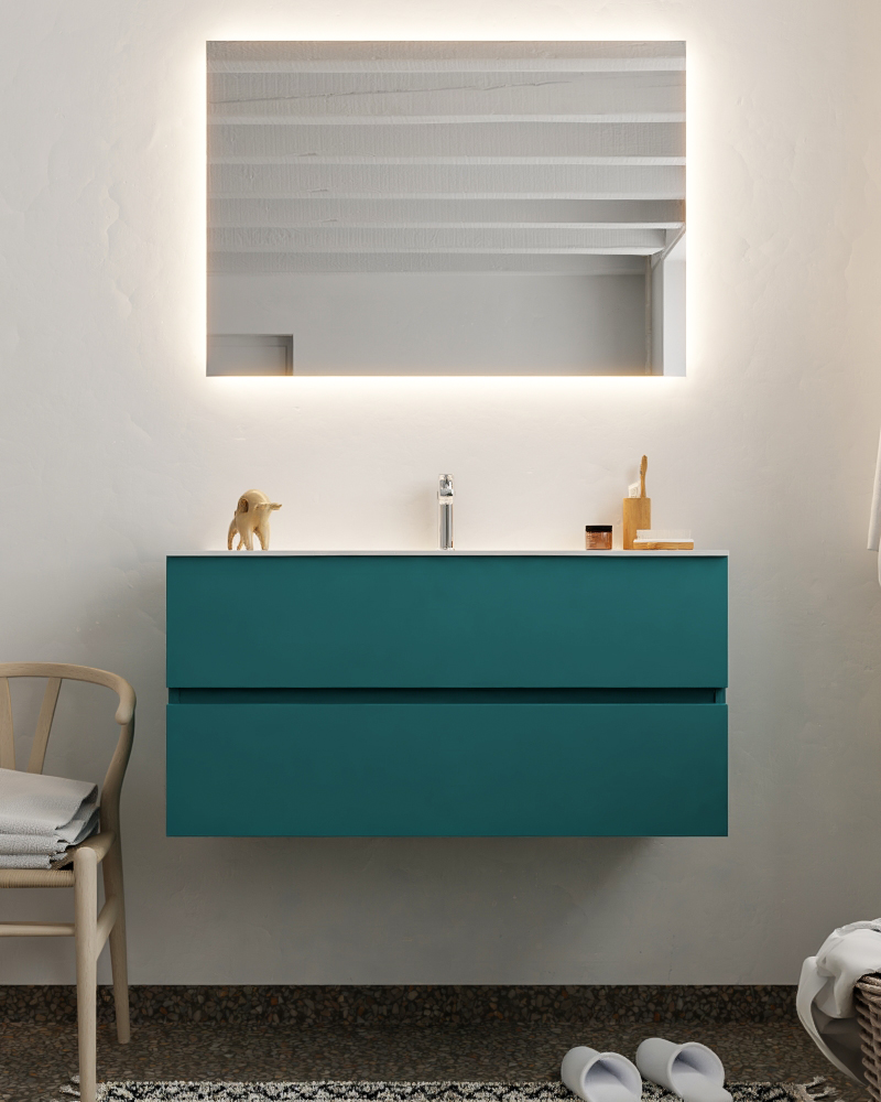 MONDIAZ VICA 100cm mueble de baño Smag 2 cajones lavabo MOON Centro 1 orificio con espejo LED. 3 MONDIAZ VICA 100cm mueble de baño Smag 2 cajones lavabo MOON Centro 1 orificio con espejo LED. - Imagen 3