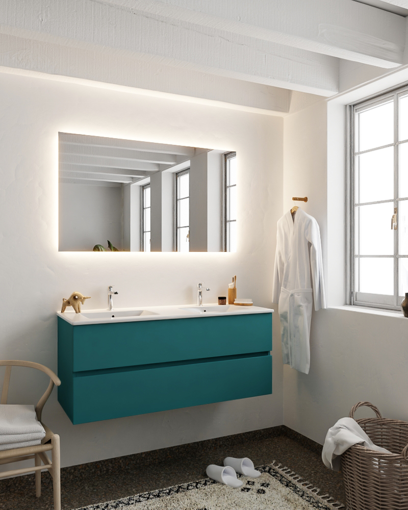 MONDIAZ VICA 120cm mueble de baño Smag 2 cajones lavabo DENIA Doble 2 orificios con espejo LED. 2 MONDIAZ VICA 120cm mueble de baño Smag 2 cajones lavabo DENIA Doble 2 orificios con espejo LED. - Imagen 2