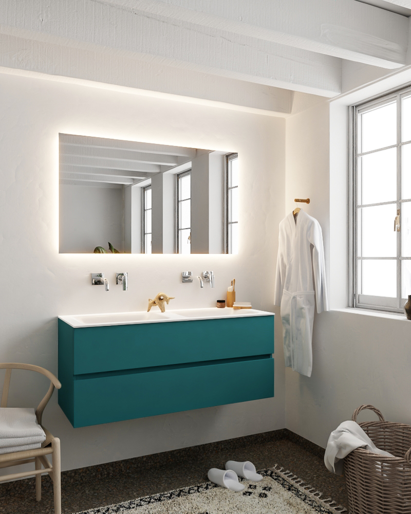 MONDIAZ VICA 120cm mueble de baño Smag 2 cajones lavabo CLOUD Doble sin orificio con espejo LED. 2 MONDIAZ VICA 120cm mueble de baño Smag 2 cajones lavabo CLOUD Doble sin orificio con espejo LED. - Imagen 2
