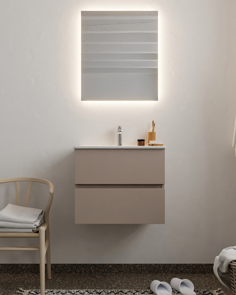 MONDIAZ VICA 60cm mueble de baño Smoke 2 cajones lavabo DENIA Centro 1 orificio con espejo LED. 3 MONDIAZ VICA 60cm mueble de baño Smoke 2 cajones lavabo DENIA Centro 1 orificio con espejo LED. - Imagen 3