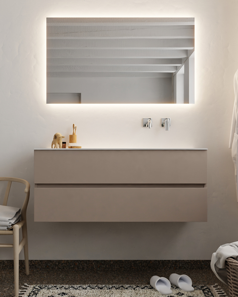 MONDIAZ VICA 120cm mueble de baño Smoke 2 cajones lavabo MOON Derecho sin orificio con espejo LED. 3 MONDIAZ VICA 120cm mueble de baño Smoke 2 cajones lavabo MOON Derecho sin orificio con espejo LED. - Imagen 3