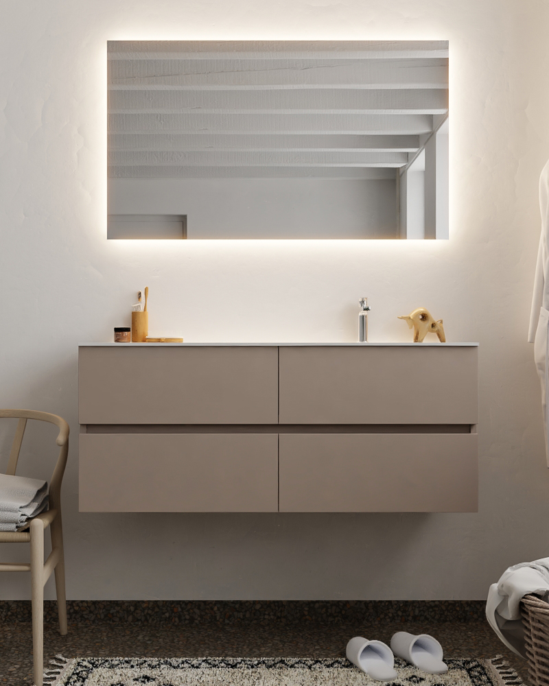 MONDIAZ VICA 120cm mueble de baño Smoke 4 cajones lavabo MOON Derecho 1 orificio con espejo LED. 3 MONDIAZ VICA 120cm mueble de baño Smoke 4 cajones lavabo MOON Derecho 1 orificio con espejo LED. - Imagen 3