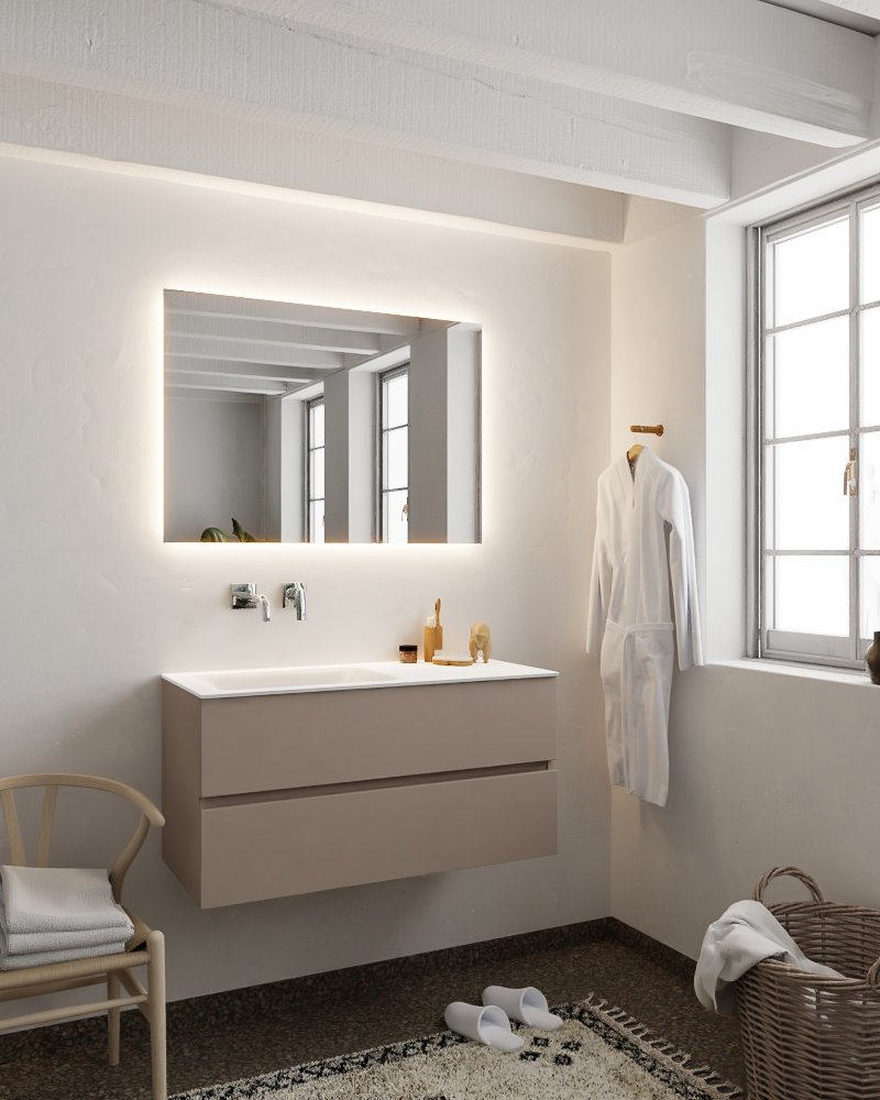 MONDIAZ VICA 100cm mueble de baño Smoke 2 cajones lavabo CLOUD Izquierda sin orificio con espejo LED. 2 MONDIAZ VICA 100cm mueble de baño Smoke 2 cajones lavabo CLOUD Izquierda sin orificio con espejo LED. - Imagen 2