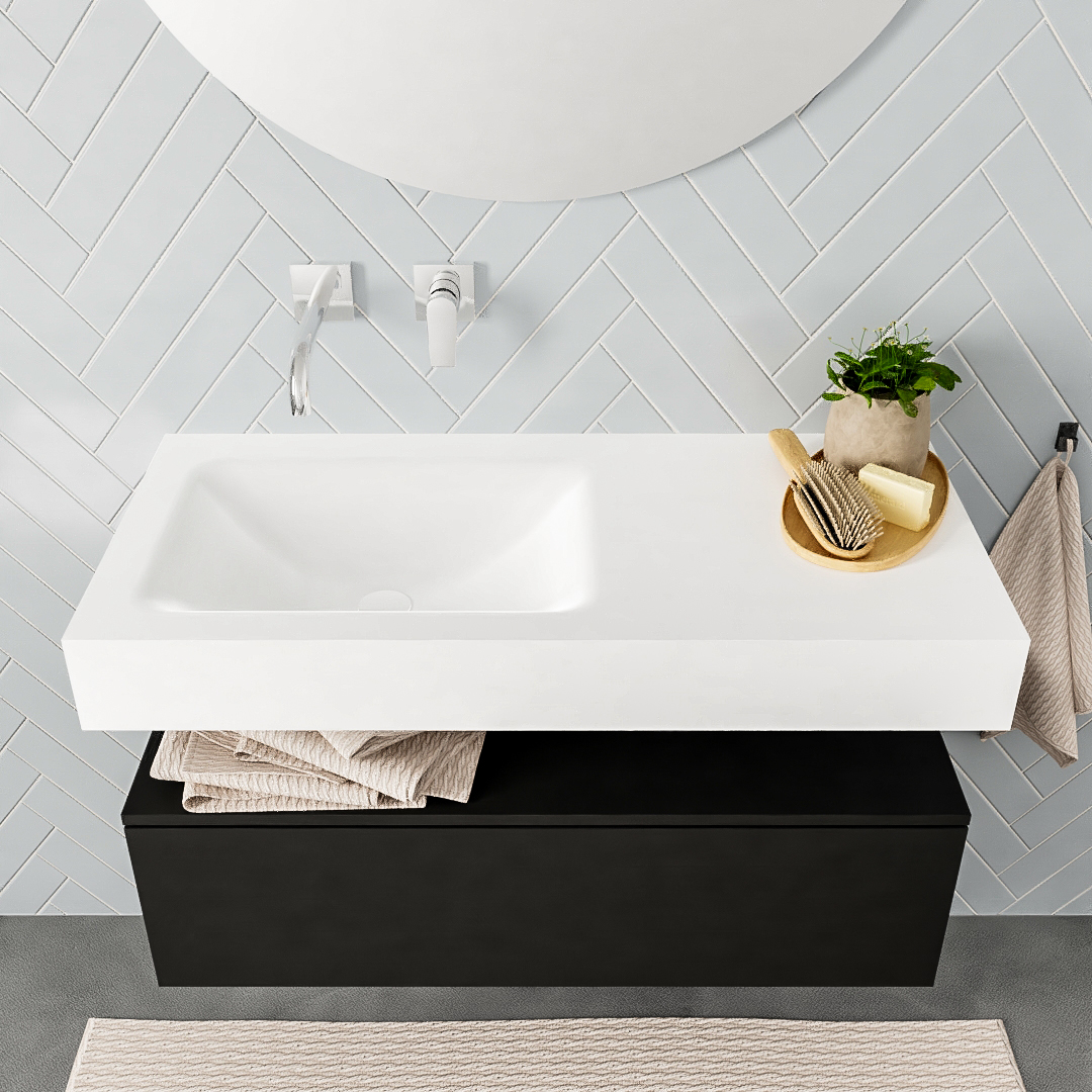 Mueble suspendido ALAN 100 cm de 1 cajón urban. Encimera con lavabo CLOUD izquierda sin orificio blanco mate 8 Mueble suspendido ALAN 100 cm de 1 cajón urban. Encimera con lavabo CLOUD izquierda sin orificio blanco mate - Imagen 8