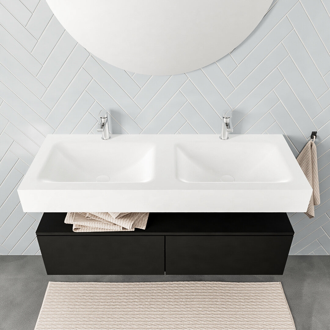 MONDIAZ ALAN 120cm mueble de baño Urban 2 cajones lavabo suspendido Doble 2 orificios, color Talc. 3 MONDIAZ ALAN 120cm mueble de baño Urban 2 cajones lavabo suspendido Doble 2 orificios, color Talc. - Imagen 3
