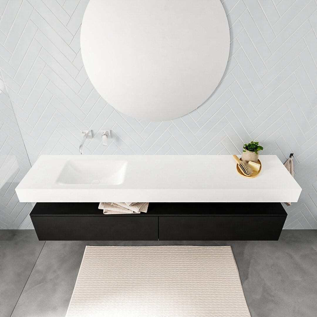 MONDIAZ ALAN 200cm mueble de baño Urban 2 cajones lavabo suspendido Izquierda sin orificio, color Talc. 3 MONDIAZ ALAN 200cm mueble de baño Urban 2 cajones lavabo suspendido Izquierda sin orificio, color Talc. - Imagen 3
