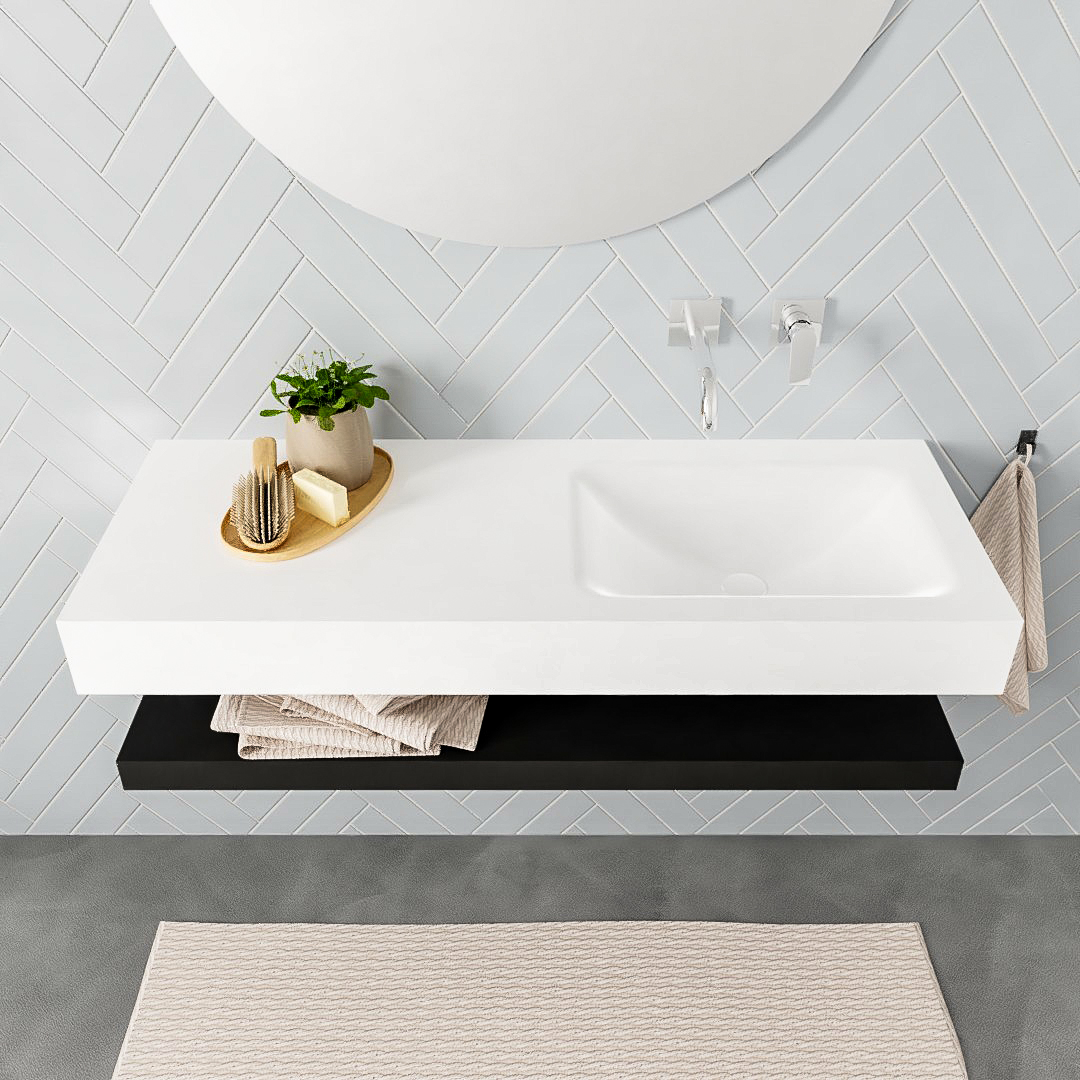 Mueble suspendido ALAN 120 cm de Sin cajones urban. Encimera con lavabo CLOUD derecha sin orificio blanco mate 8 Mueble suspendido ALAN 120 cm de Sin cajones urban. Encimera con lavabo CLOUD derecha sin orificio blanco mate - Imagen 8