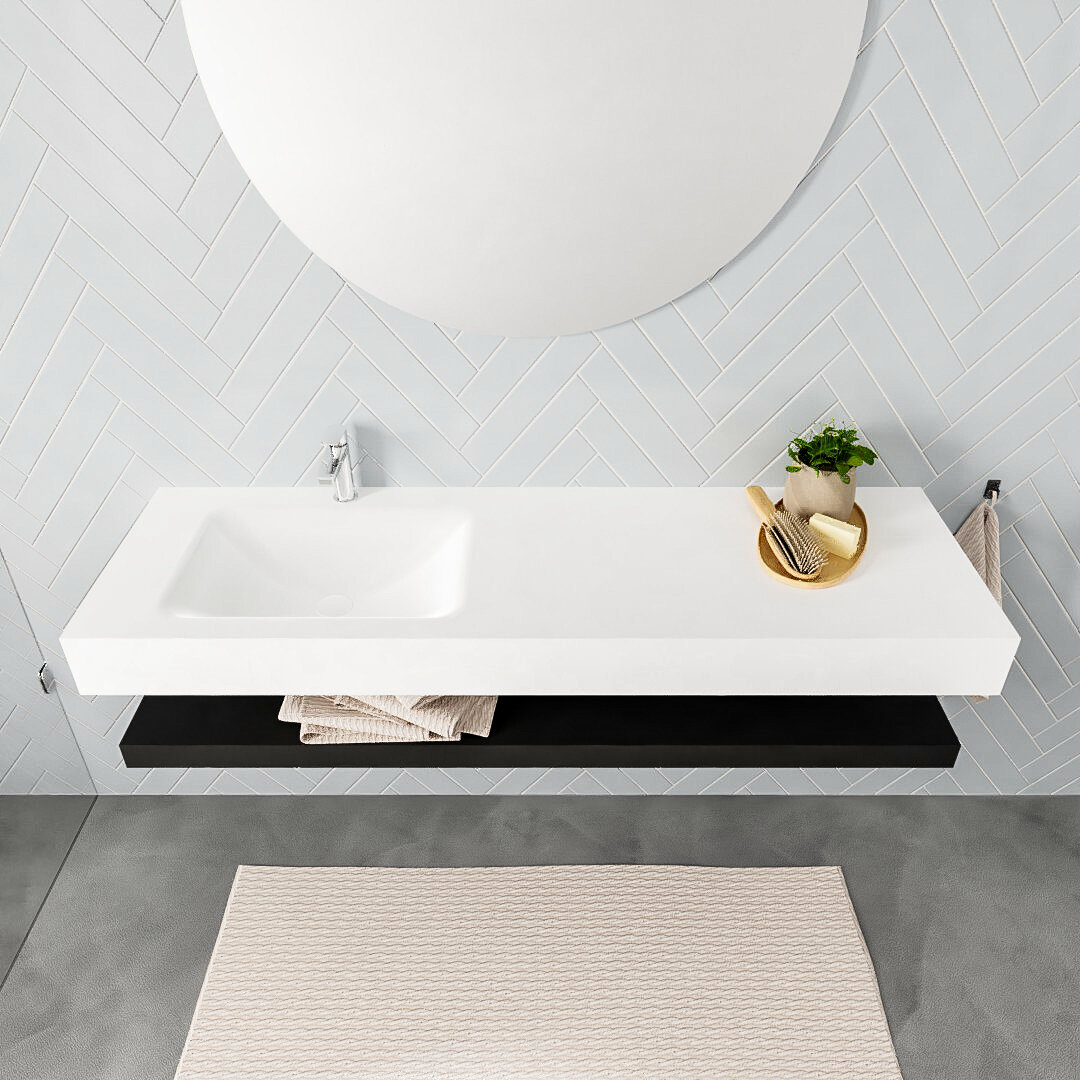 Mueble suspendido ALAN 150 cm de Sin cajones urban. Encimera con lavabo CLOUD izquierda 1 orificio blanco mate 8 Mueble suspendido ALAN 150 cm de Sin cajones urban. Encimera con lavabo CLOUD izquierda 1 orificio blanco mate - Imagen 8