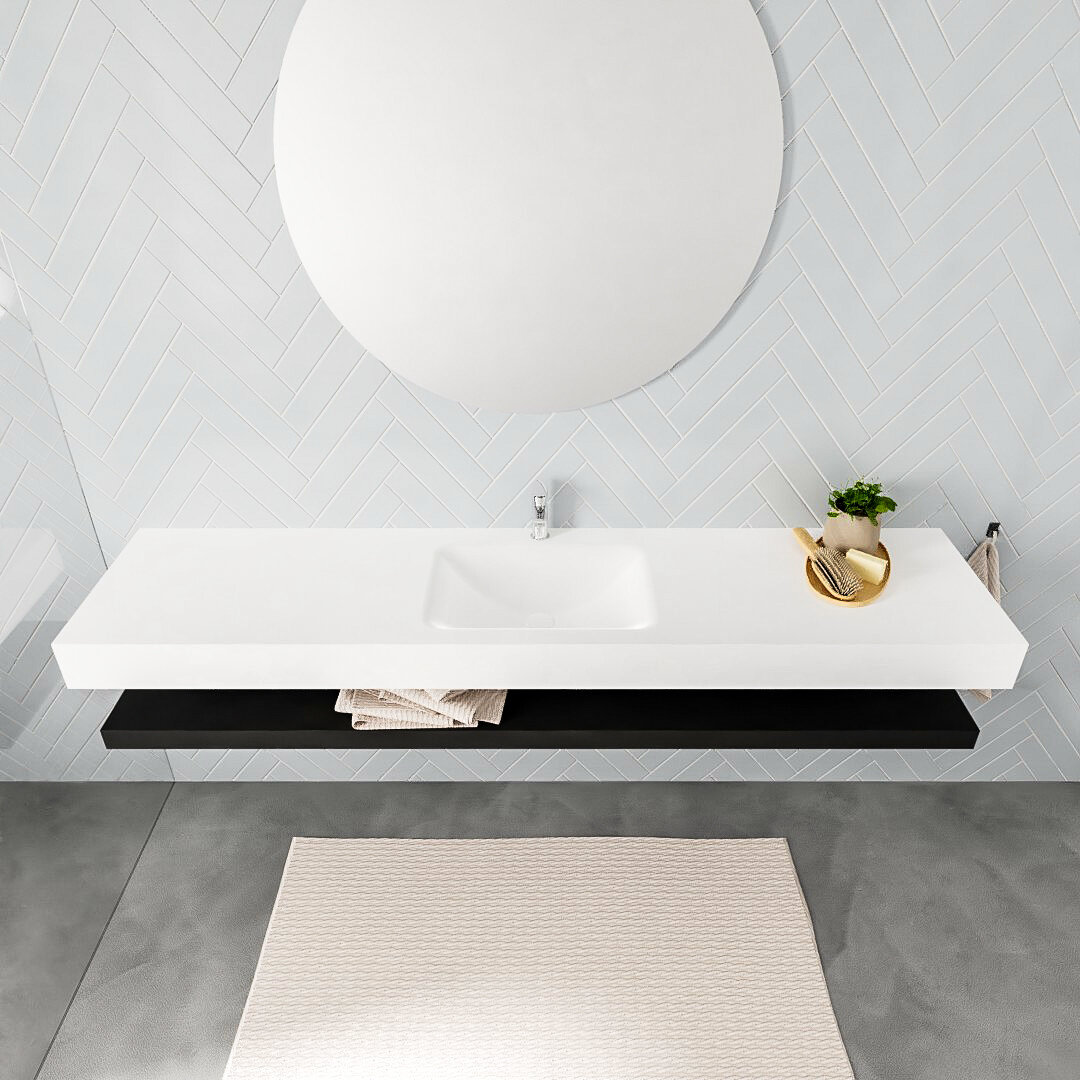 Mueble suspendido ALAN 200 cm de Sin cajones urban. Encimera con lavabo CLOUD centro 1 orificio blanco mate 8 Mueble suspendido ALAN 200 cm de Sin cajones urban. Encimera con lavabo CLOUD centro 1 orificio blanco mate - Imagen 8