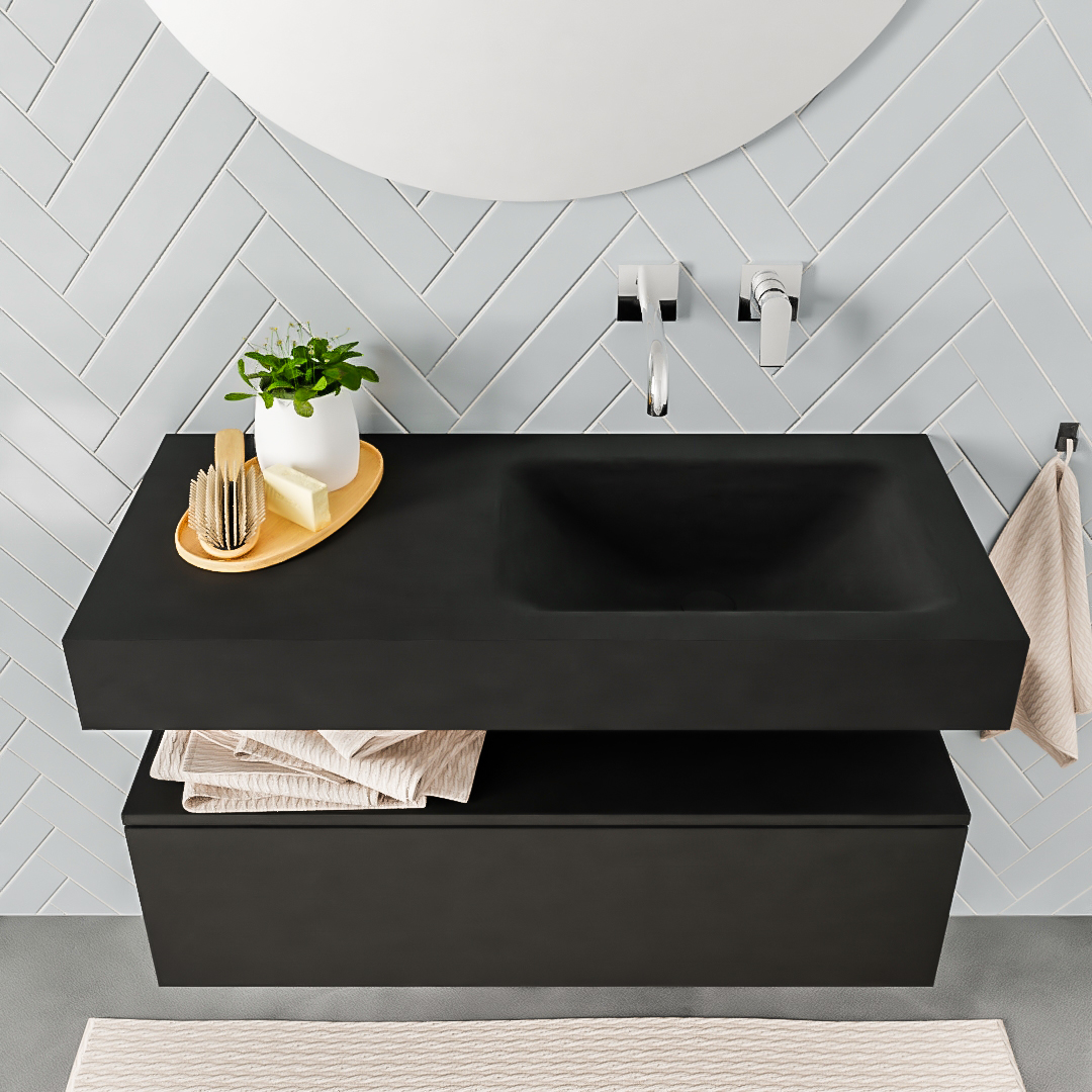 Mueble suspendido ALAN 100 cm de 1 cajón urban. Encimera con lavabo CLOUD derecha sin orificio urban 8 Mueble suspendido ALAN 100 cm de 1 cajón urban. Encimera con lavabo CLOUD derecha sin orificio urban - Imagen 8