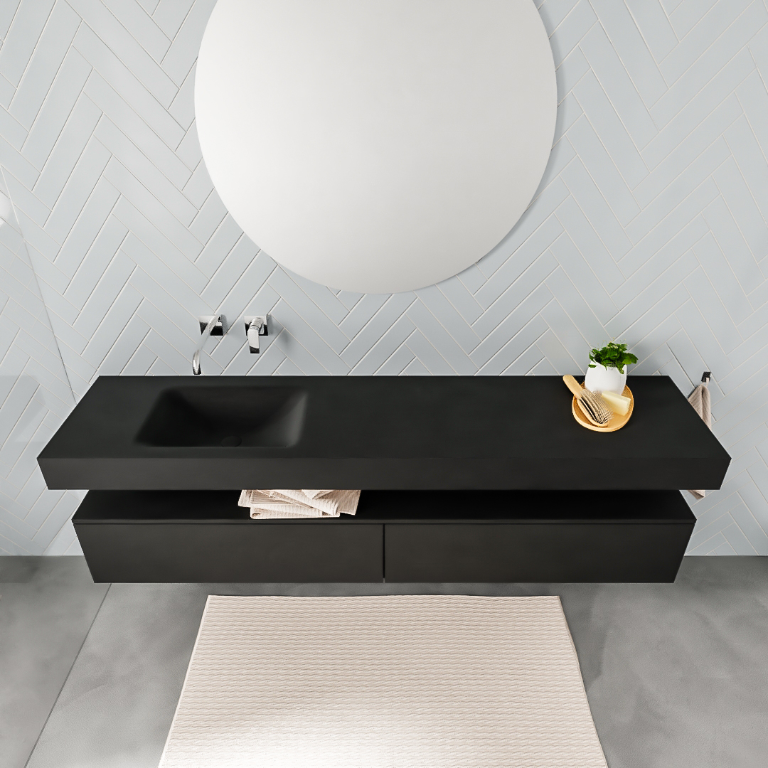 Mueble suspendido ALAN 200 cm 2 cajones urban. Lavabo CLOUD izquierda sin orificio - Imagen 8