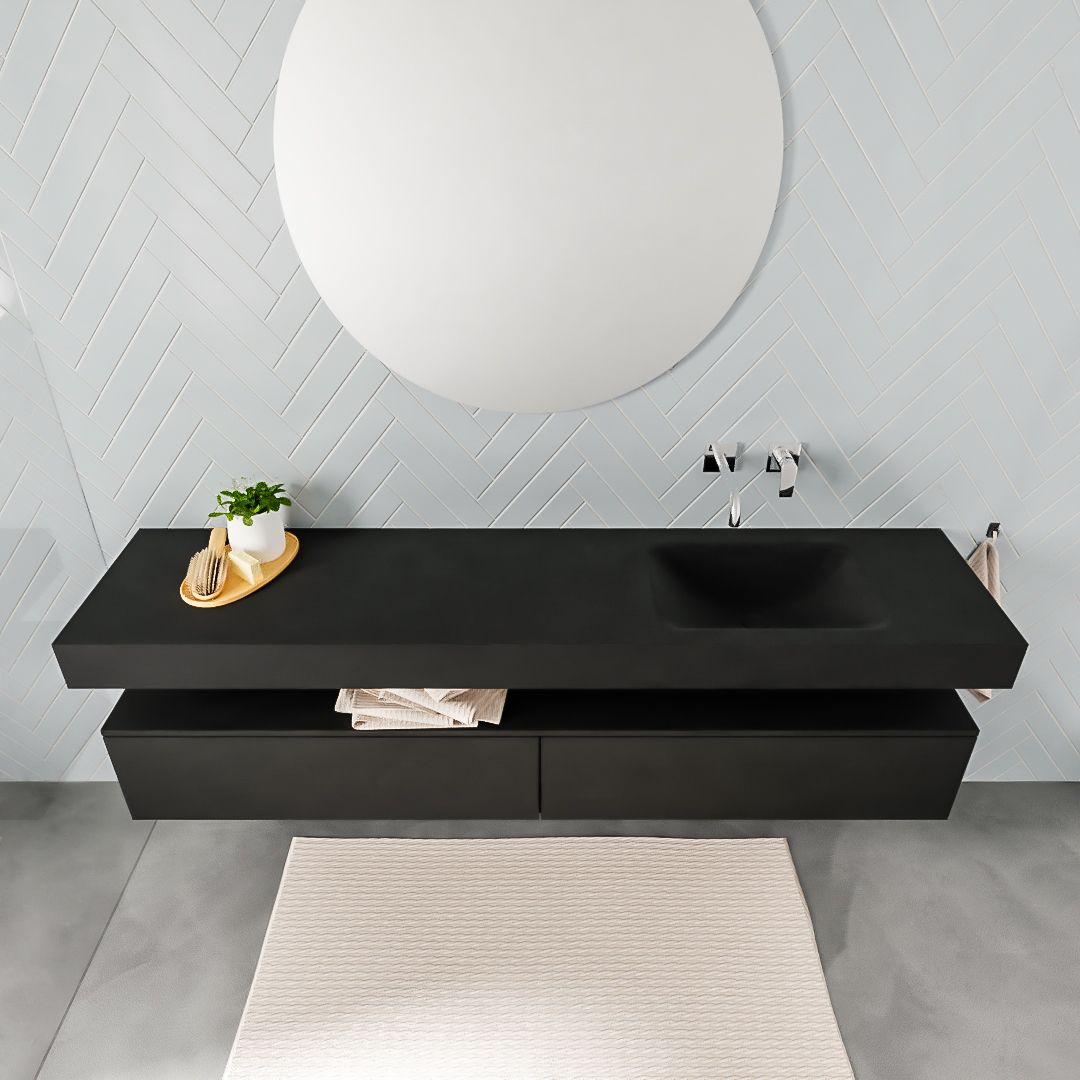 Mueble suspendido ALAN 200 cm de 2 cajones urban. Encimera con lavabo CLOUD derecha sin orificio urban 8 Mueble suspendido ALAN 200 cm de 2 cajones urban. Encimera con lavabo CLOUD derecha sin orificio urban - Imagen 8