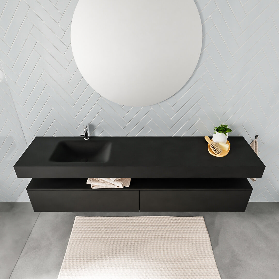 Mueble suspendido ALAN 200 cm de 2 cajones urban. Encimera con lavabo CLOUD izquierda 1 orificio urban 8 Mueble suspendido ALAN 200 cm de 2 cajones urban. Encimera con lavabo CLOUD izquierda 1 orificio urban - Imagen 8