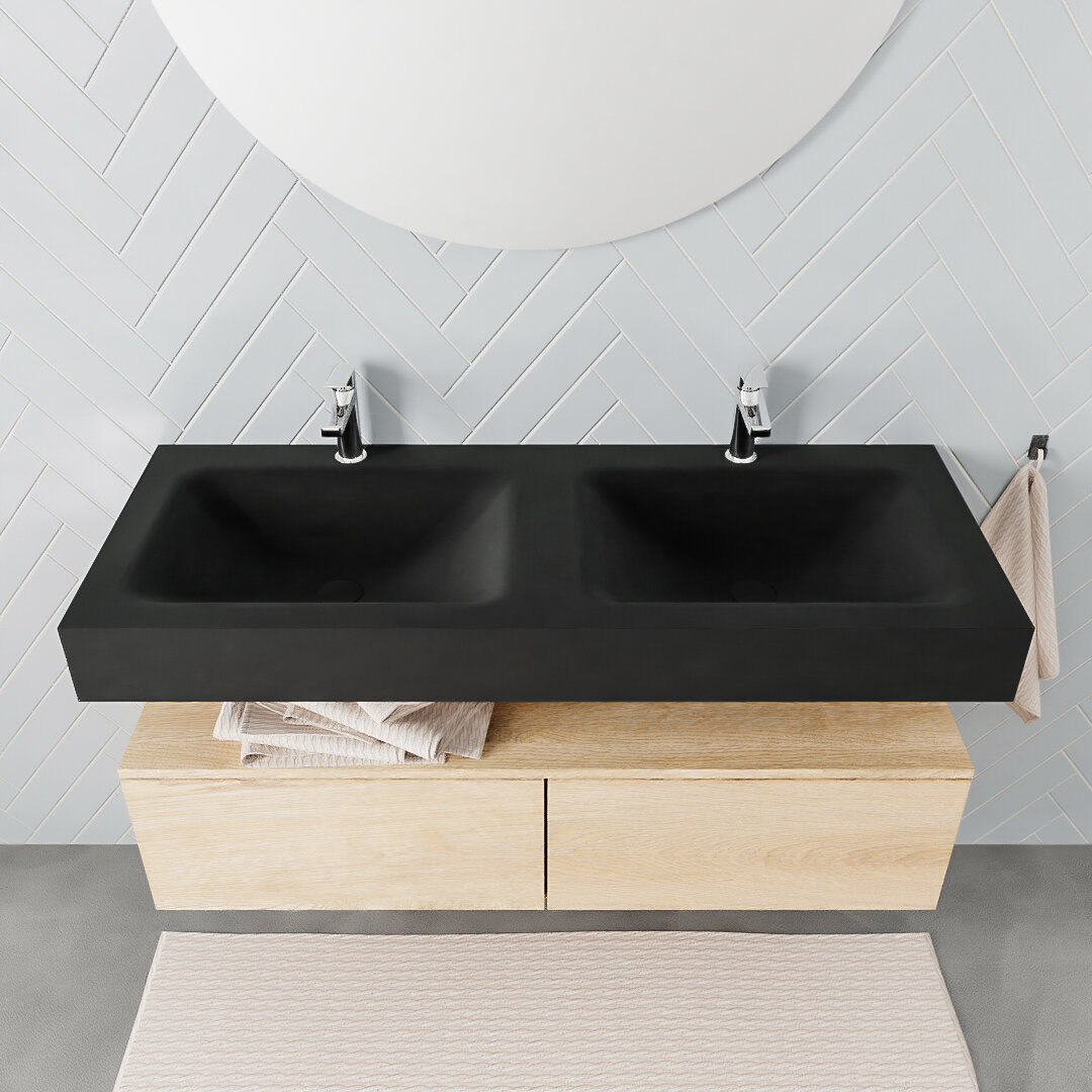 Mueble suspendido ALAN 120 cm de 2 cajones roble lavabo. Encimera con lavabo CLOUD doble 2 orificios urban 8 Mueble suspendido ALAN 120 cm de 2 cajones roble lavabo. Encimera con lavabo CLOUD doble 2 orificios urban - Imagen 8