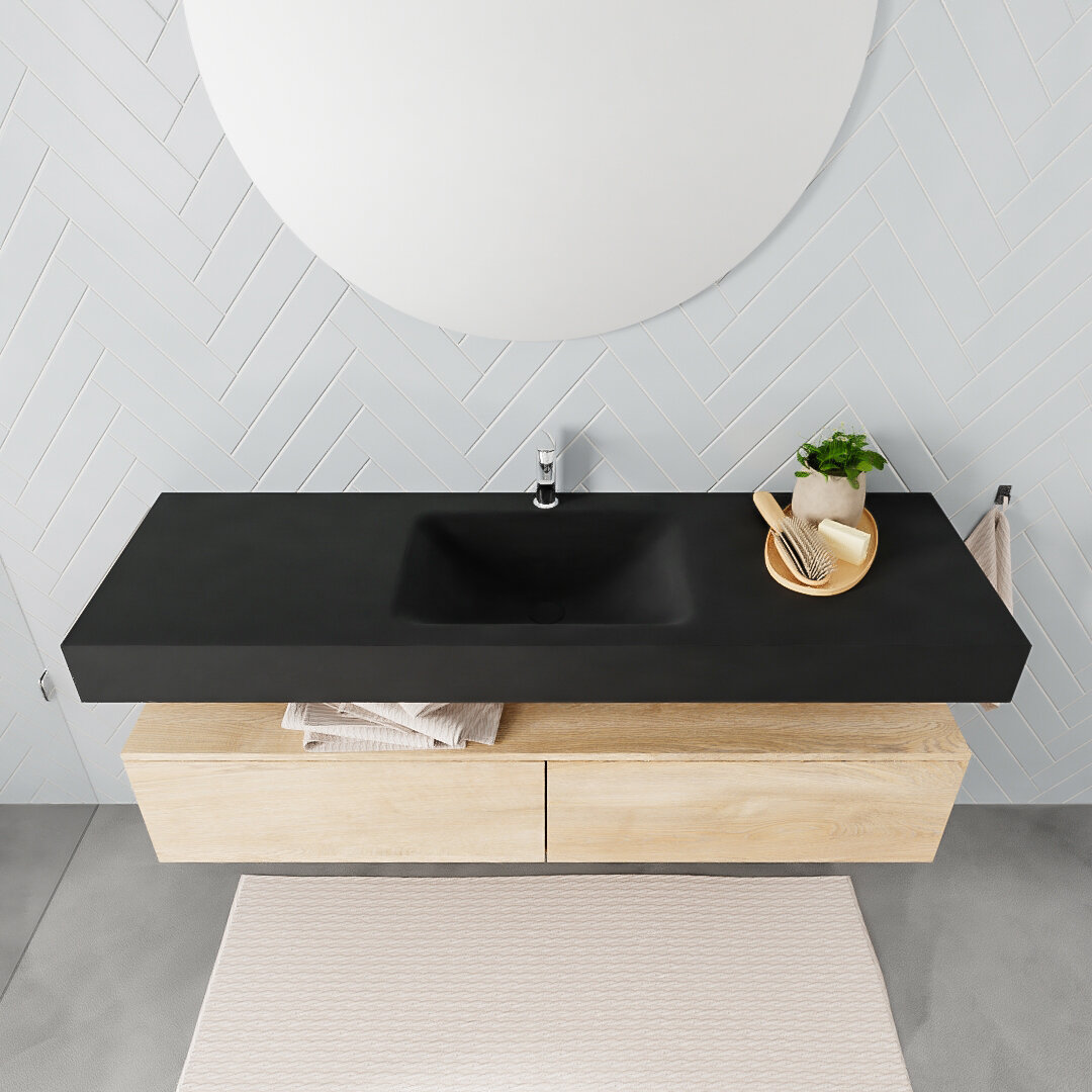 Mueble suspendido ALAN 150 cm de 2 cajones roble lavabo. Encimera con lavabo CLOUD centro 1 orificio urban 7 Mueble suspendido ALAN 150 cm de 2 cajones roble lavabo. Encimera con lavabo CLOUD centro 1 orificio urban - Imagen 7