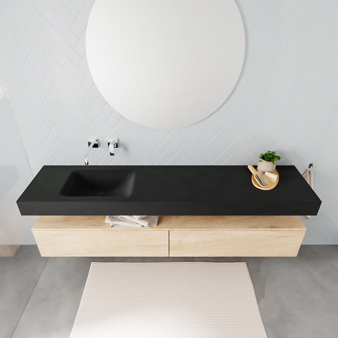 Mueble suspendido ALAN 200 cm de 2 cajones roble lavabo. Encimera con lavabo CLOUD izquierda sin orificio urban 7 Mueble suspendido ALAN 200 cm de 2 cajones roble lavabo. Encimera con lavabo CLOUD izquierda sin orificio urban - Imagen 7