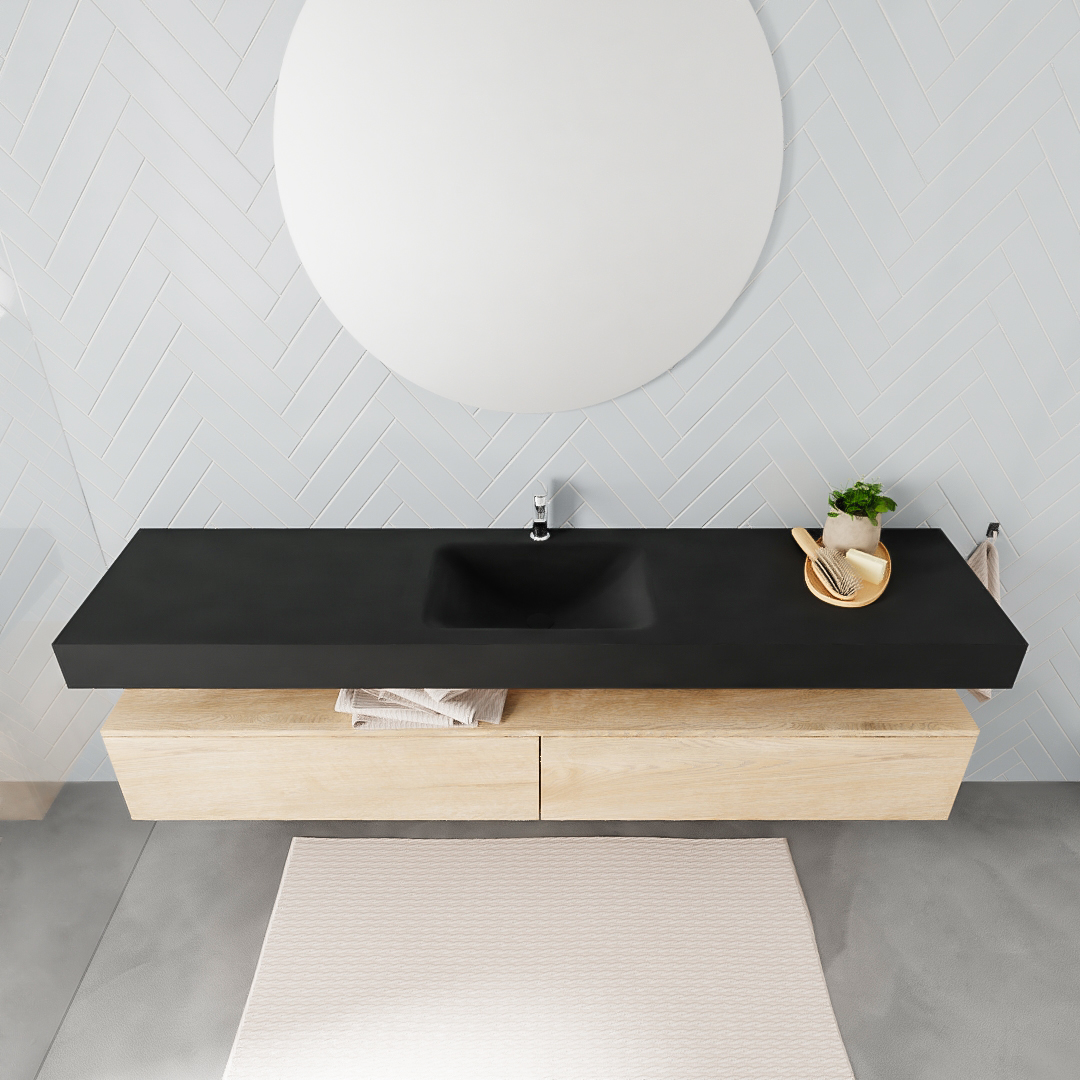 MONDIAZ ALAN 200cm mueble de baño Washed Oak 2 cajones lavabo suspendido Centro 1 orificio, color Urban. - Imagen 3