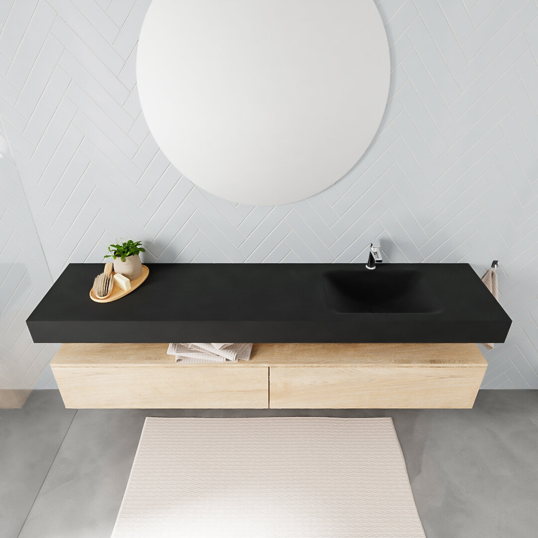 Mueble suspendido ALAN 200 cm de 2 cajones roble lavabo. Encimera con lavabo CLOUD derecha 1 orificio urban 7 Mueble suspendido ALAN 200 cm de 2 cajones roble lavabo. Encimera con lavabo CLOUD derecha 1 orificio urban - Imagen 7