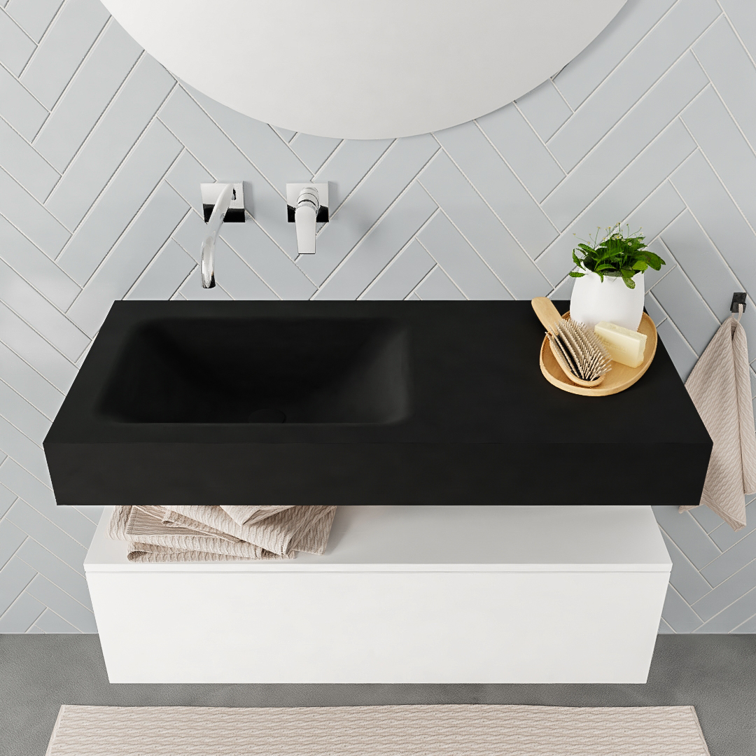 Mueble suspendido ALAN 100 cm de 1 cajón blanco mate. Encimera con lavabo CLOUD izquierda sin orificio urban 7 Mueble suspendido ALAN 100 cm de 1 cajón blanco mate. Encimera con lavabo CLOUD izquierda sin orificio urban - Imagen 7
