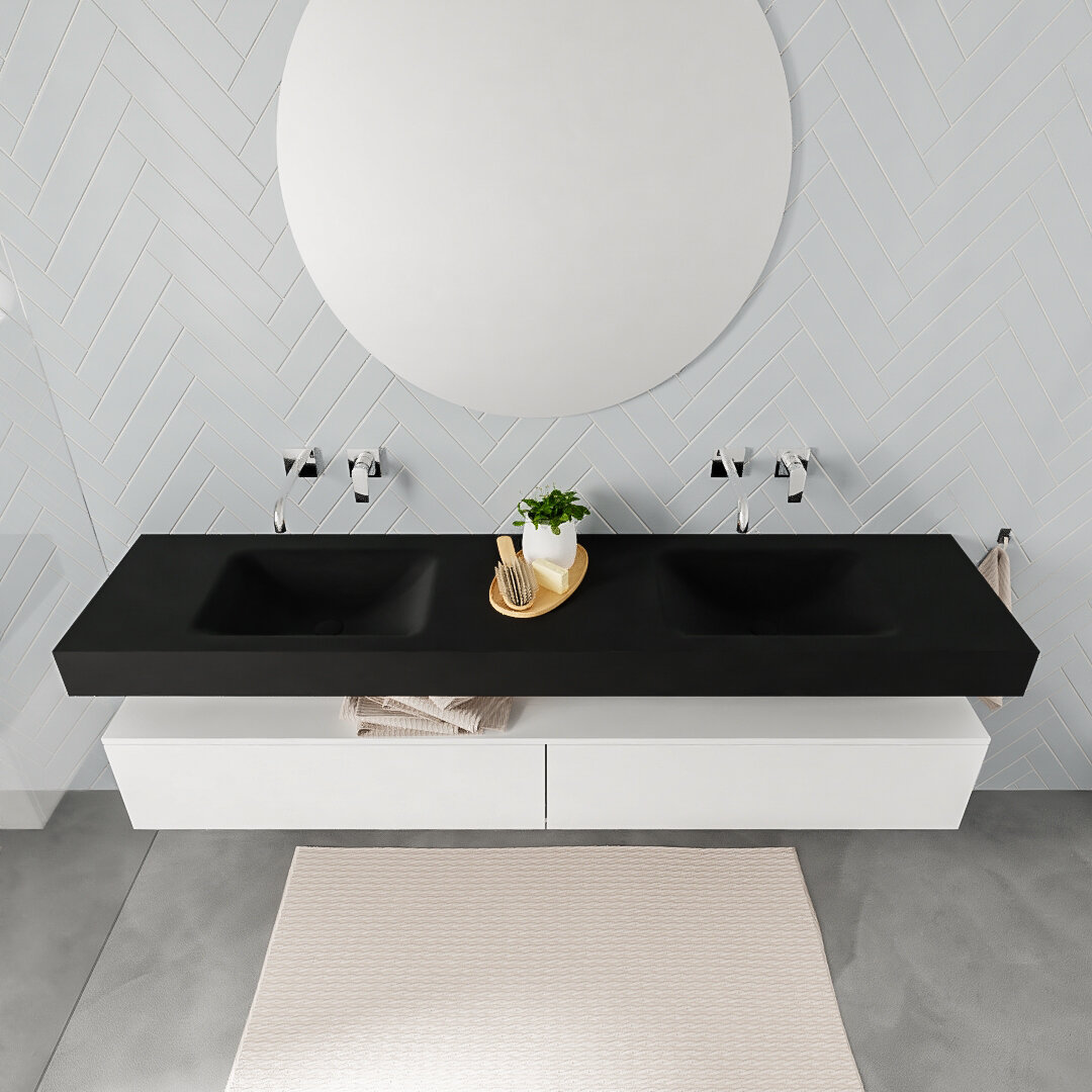 Mueble suspendido ALAN 200 cm de 2 cajones blanco mate. Encimera con lavabo CLOUD doble sin orificio urban 7 Mueble suspendido ALAN 200 cm de 2 cajones blanco mate. Encimera con lavabo CLOUD doble sin orificio urban - Imagen 7