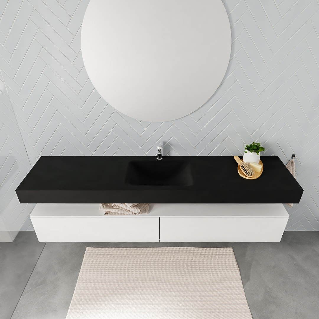 Mueble suspendido ALAN 200 cm de 2 cajones blanco mate. Encimera con lavabo CLOUD centro 1 orificio urban 7 Mueble suspendido ALAN 200 cm de 2 cajones blanco mate. Encimera con lavabo CLOUD centro 1 orificio urban - Imagen 7