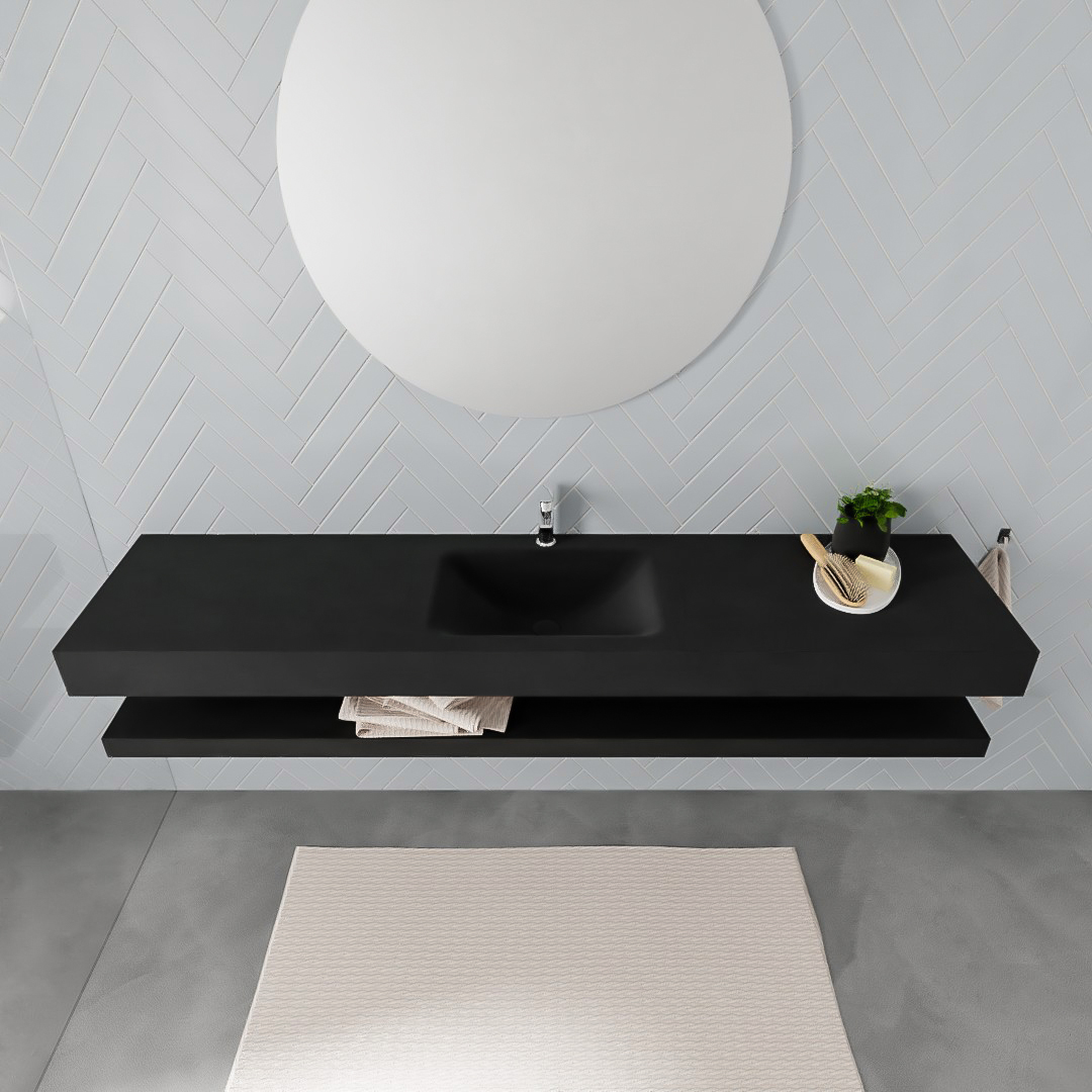 MONDIAZ ALAN 200cm solid surface estante Urban. Lavabo suspendido Centro 1 orificio, color Urban. 3 MONDIAZ ALAN 200cm solid surface estante Urban. Lavabo suspendido Centro 1 orificio, color Urban. - Imagen 3